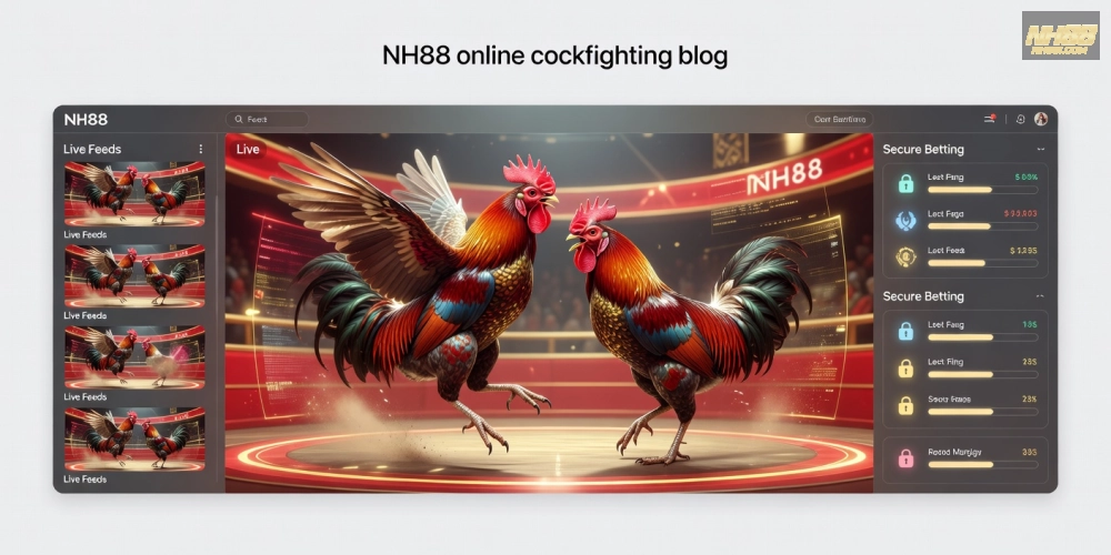 Minh họa khái niệm đá gà trực tuyến nh88 với giao diện nền tảng hiện đại
