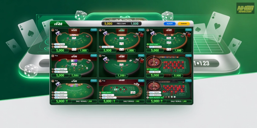 Giao diện live casino free nh88 với các bàn chơi hấp dẫn và dealer chuyên nghiệp