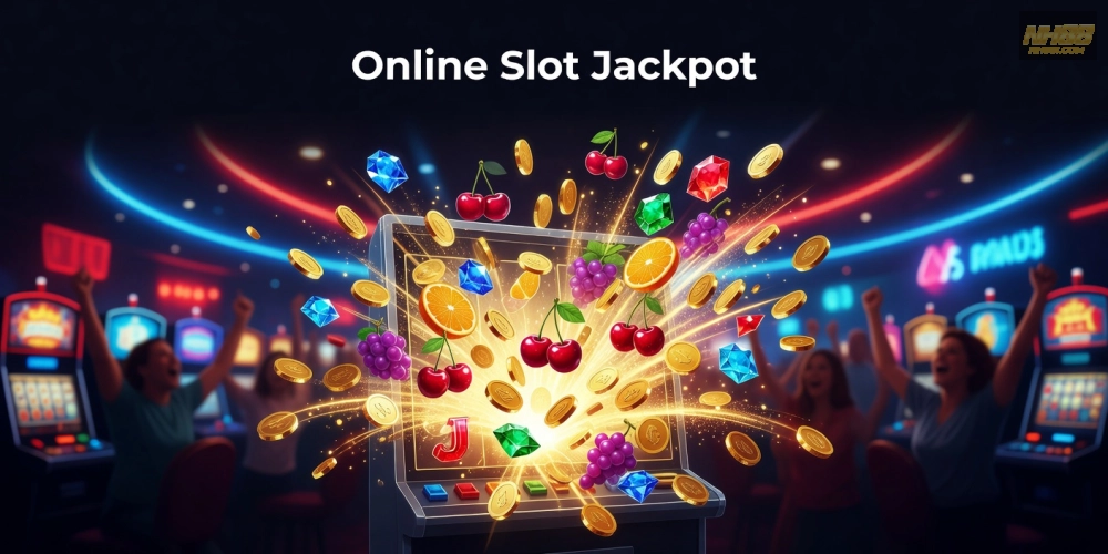 Minh họa khái niệm nổ hũ nh88 với hình ảnh jackpot bùng nổ hấp dẫn